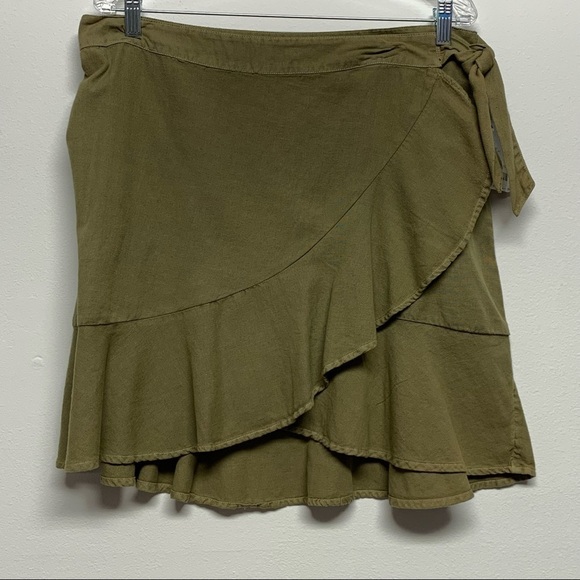 O'Neill | Junior Size Large | Green| Linen Blend | Ruffle RIFRAFF Wrap Skirt NWT - Picture 6 of 13